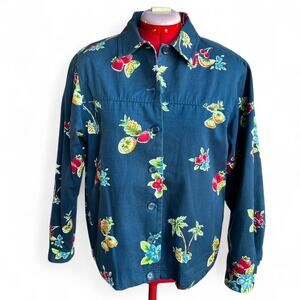 Alfred Dunner Button Front Beaded Fruit Jacket